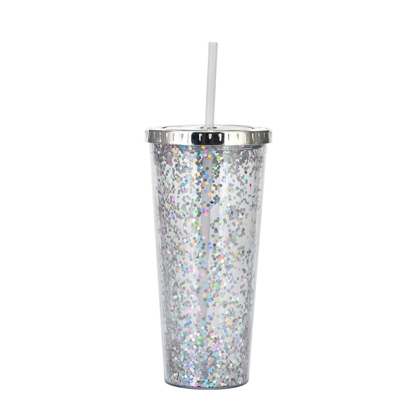Creative Color Sequins Cup Straw Cold Cup with Lids